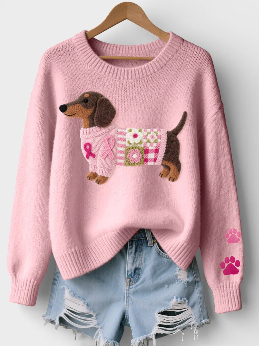 Lena | Damen Pullover gemütlich mit Dackelprint