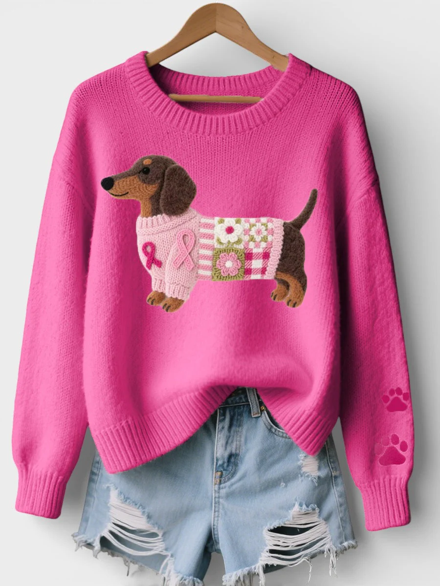 Lena | Damen Pullover gemütlich mit Dackelprint - Image 2