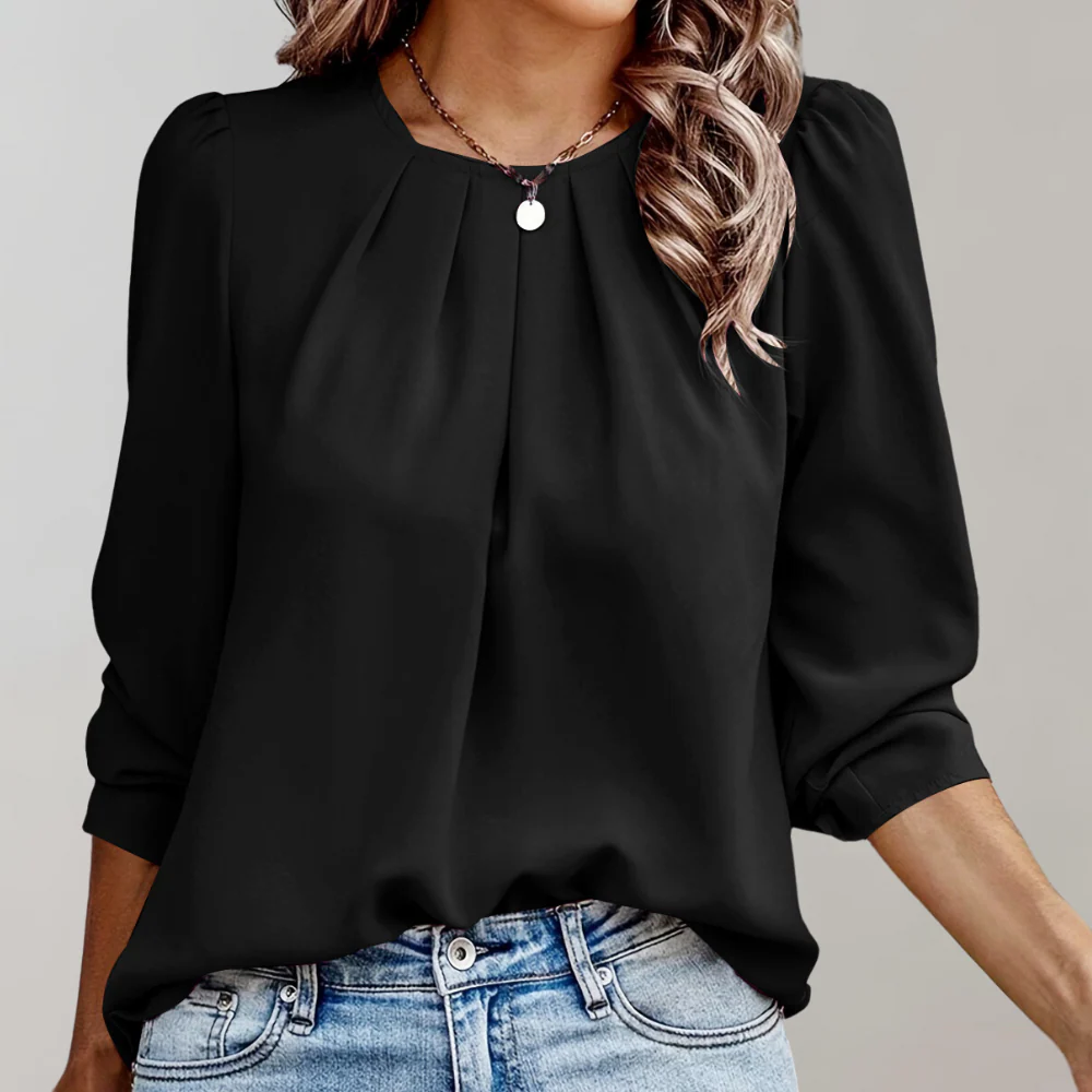 Lena | Einzigartige Bluse mit Falten und Puffärmeln - Image 2
