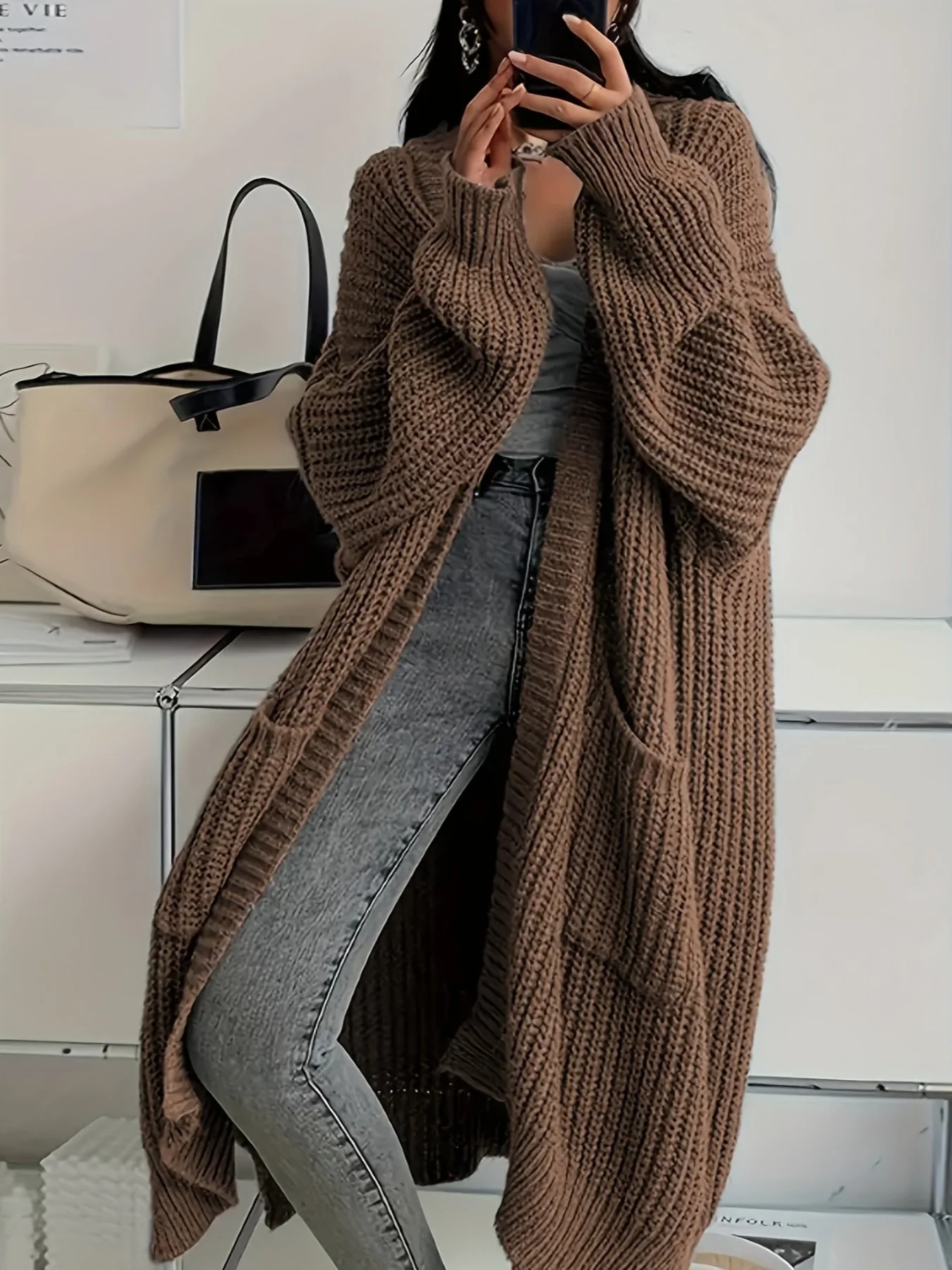 Lena | Zeitloser Longline Strickcardigan Damen - Image 2