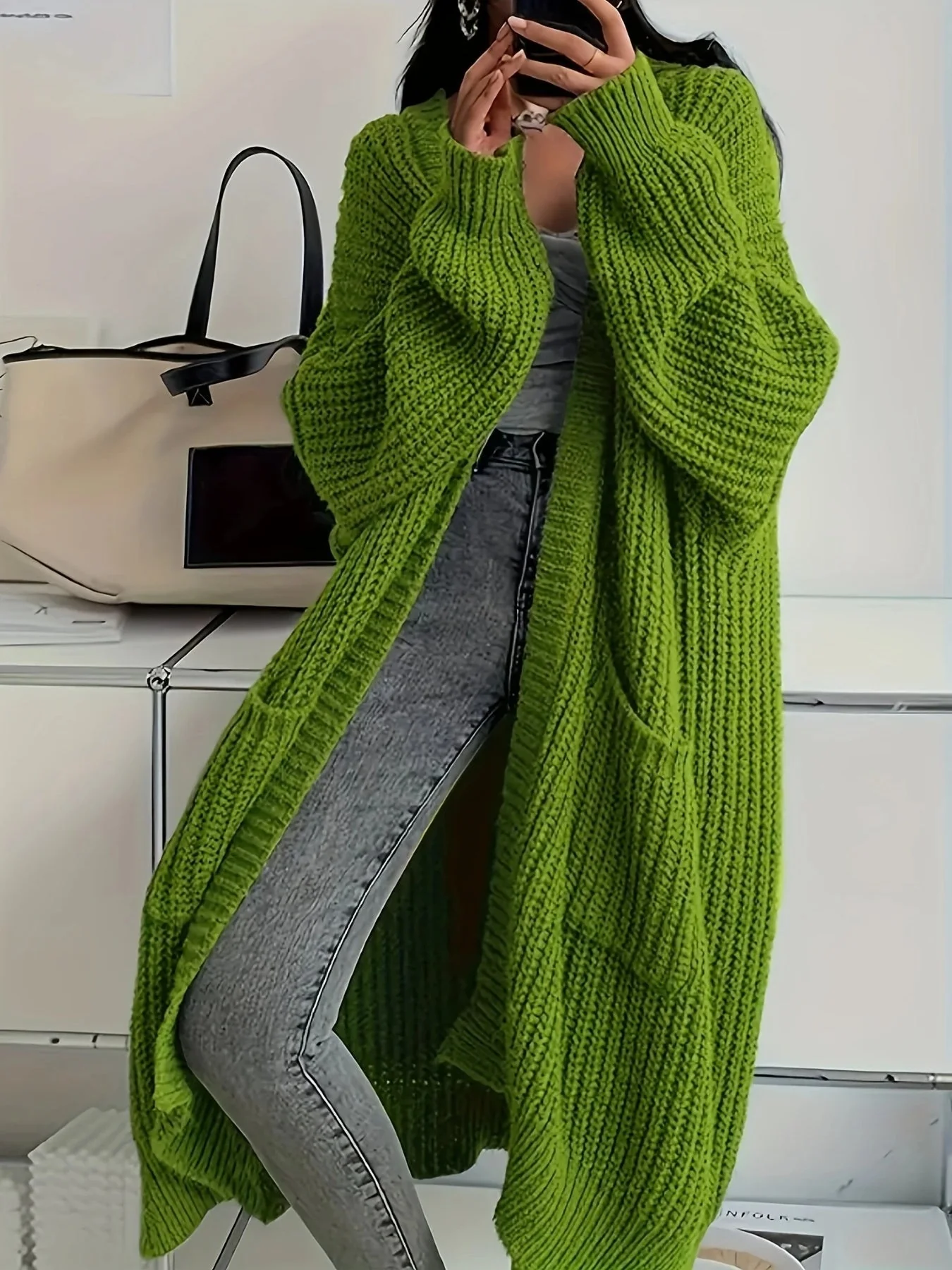 Lena | Zeitloser Longline Strickcardigan Damen - Image 3