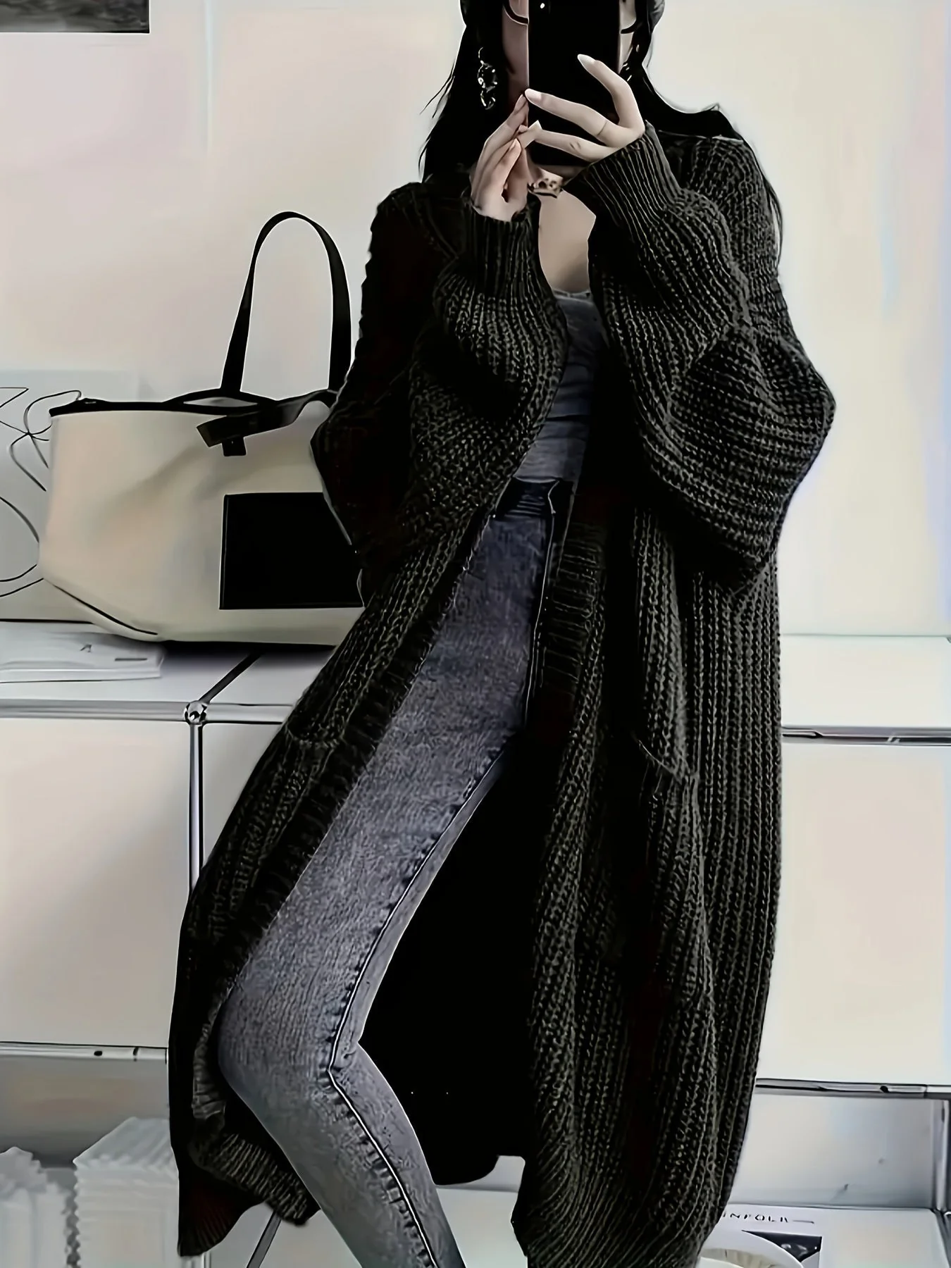Lena | Zeitloser Longline Strickcardigan Damen - Image 4