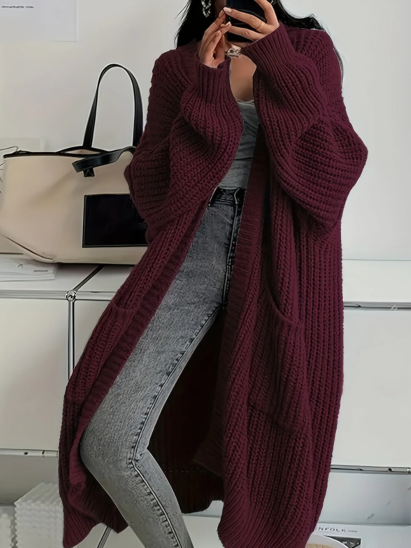 Lena | Zeitloser Longline Strickcardigan Damen - Image 6