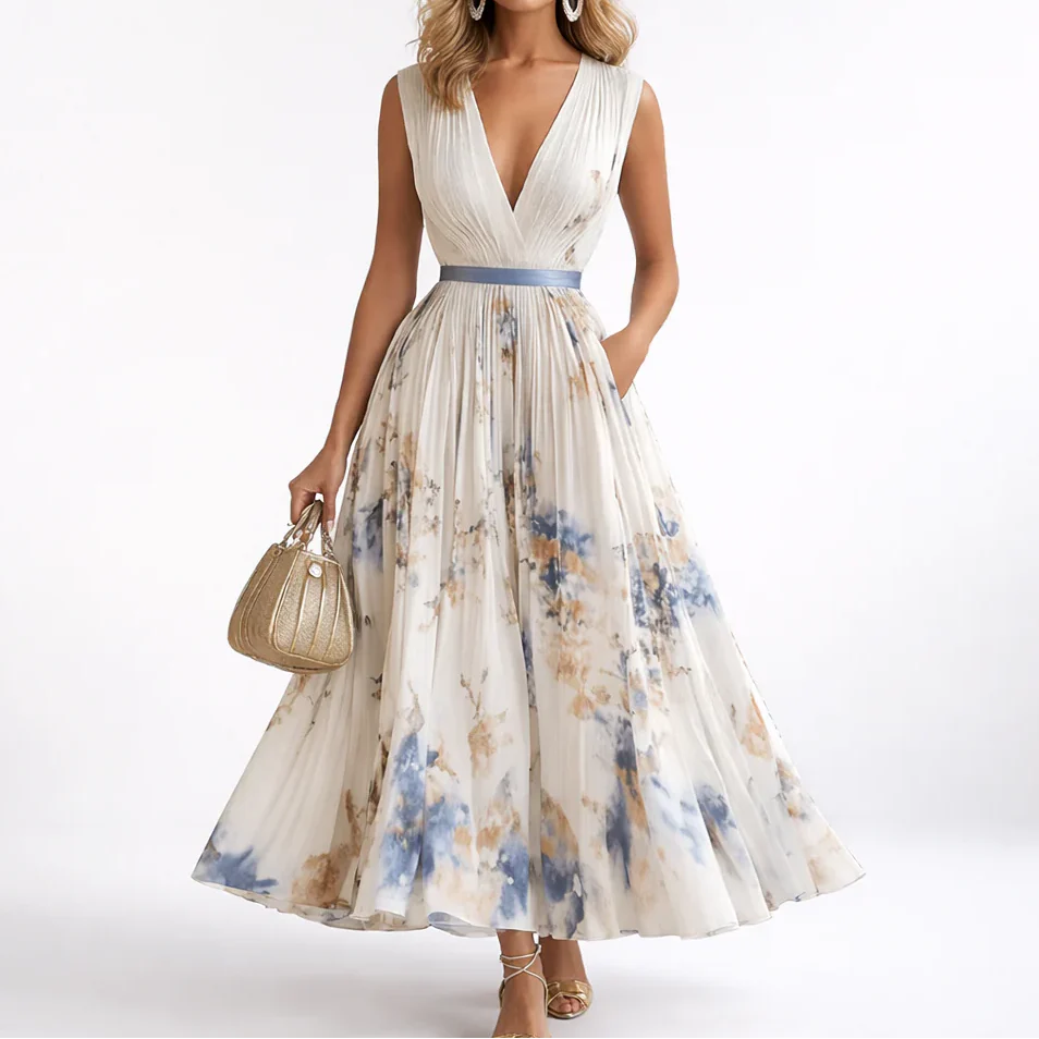 Leona | Stilvolles Maxikleid mit edlen Falten