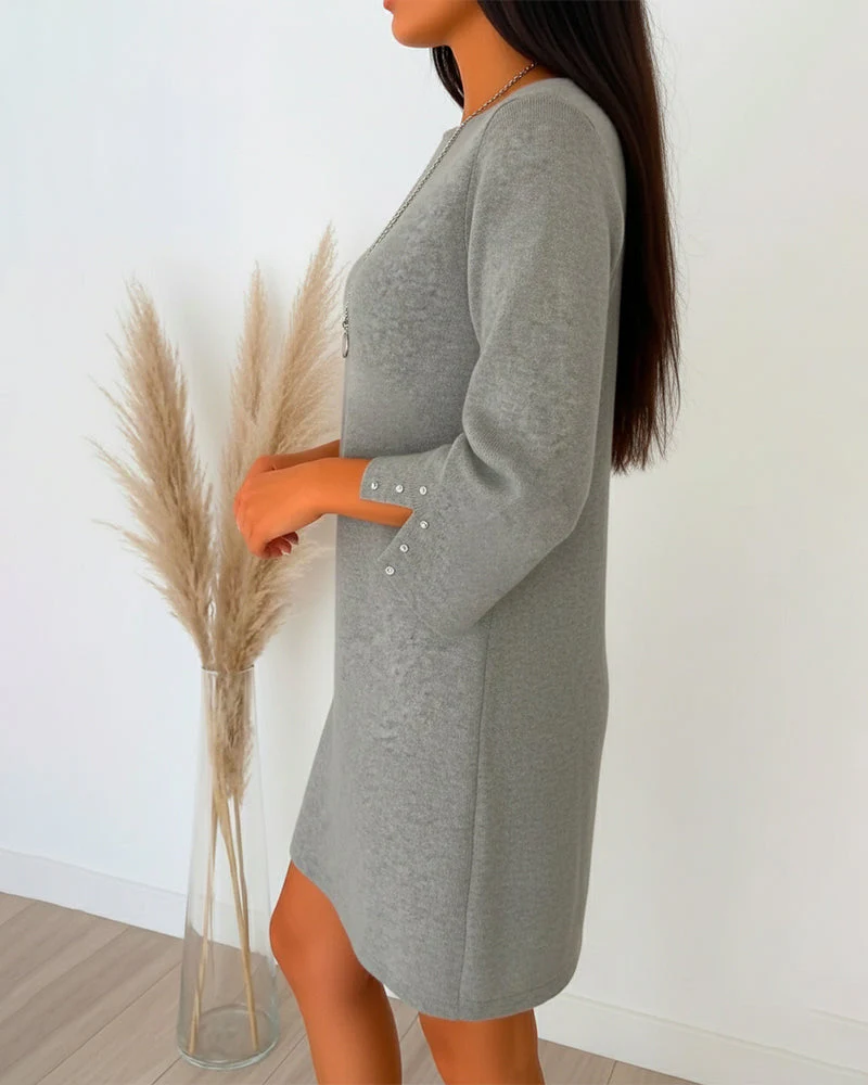 Leonie | Modernes Kleid Damen gerade Silhouette & Ärmel - Image 2