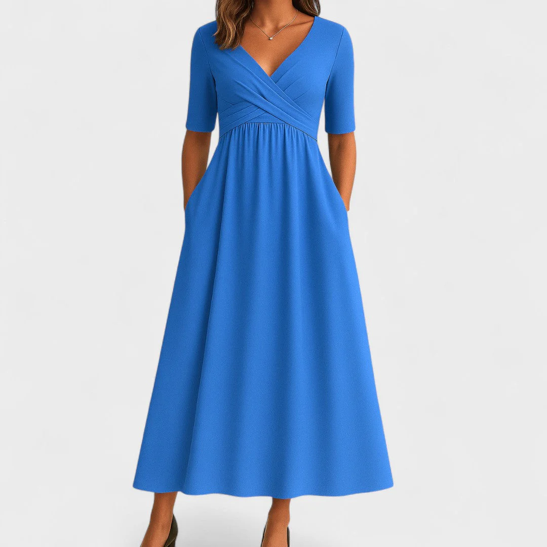 Lilian | Damen V-Ausschnitt Kurzarm Maxi Kleid - Image 4