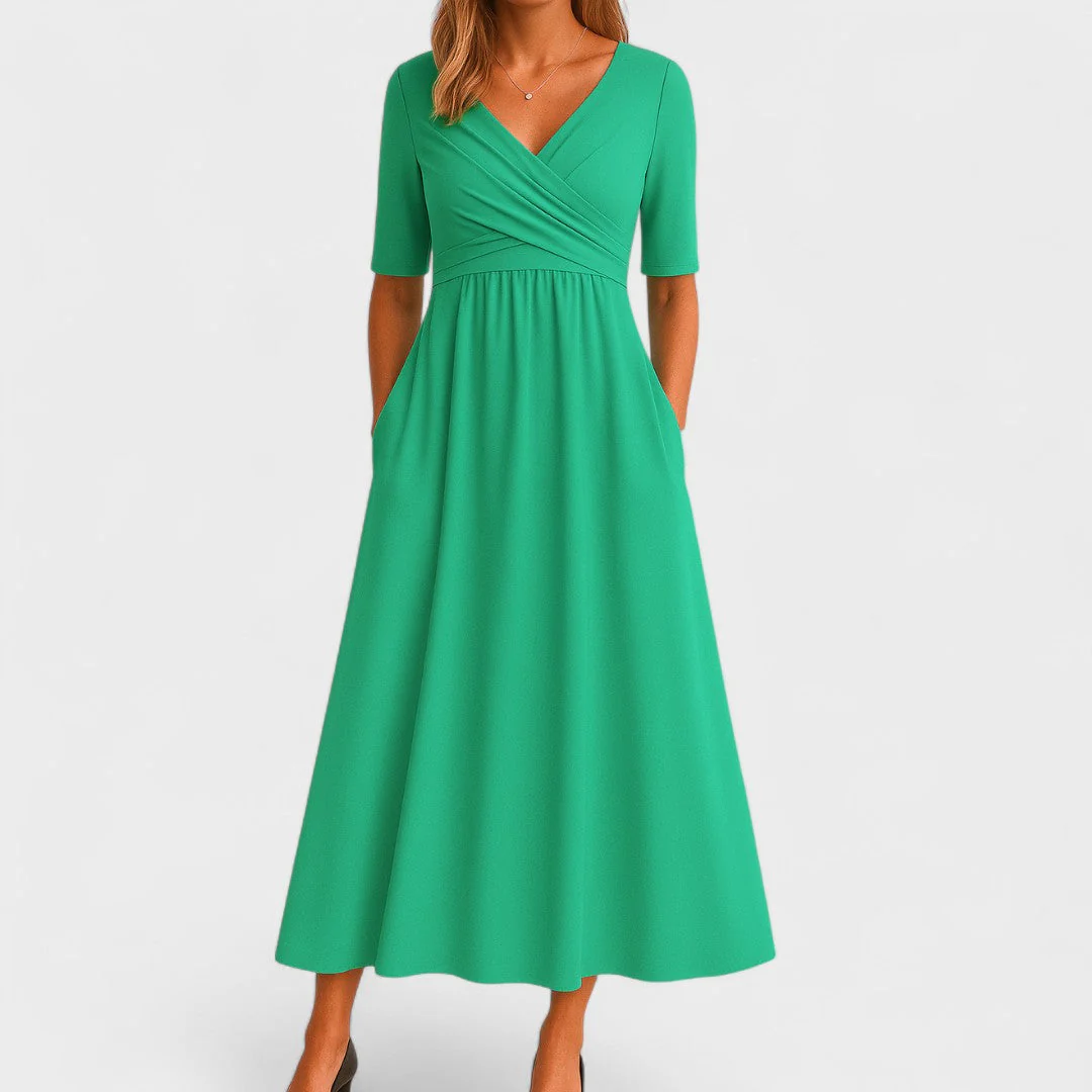 Lilian | Damen V-Ausschnitt Kurzarm Maxi Kleid - Image 5