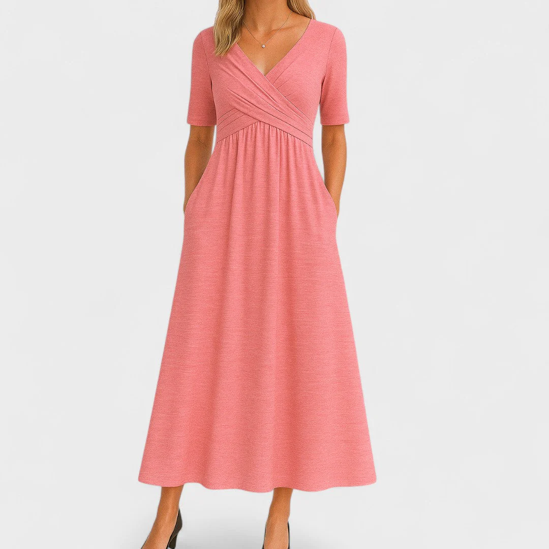 Lilian | Damen V-Ausschnitt Kurzarm Maxi Kleid - Image 7