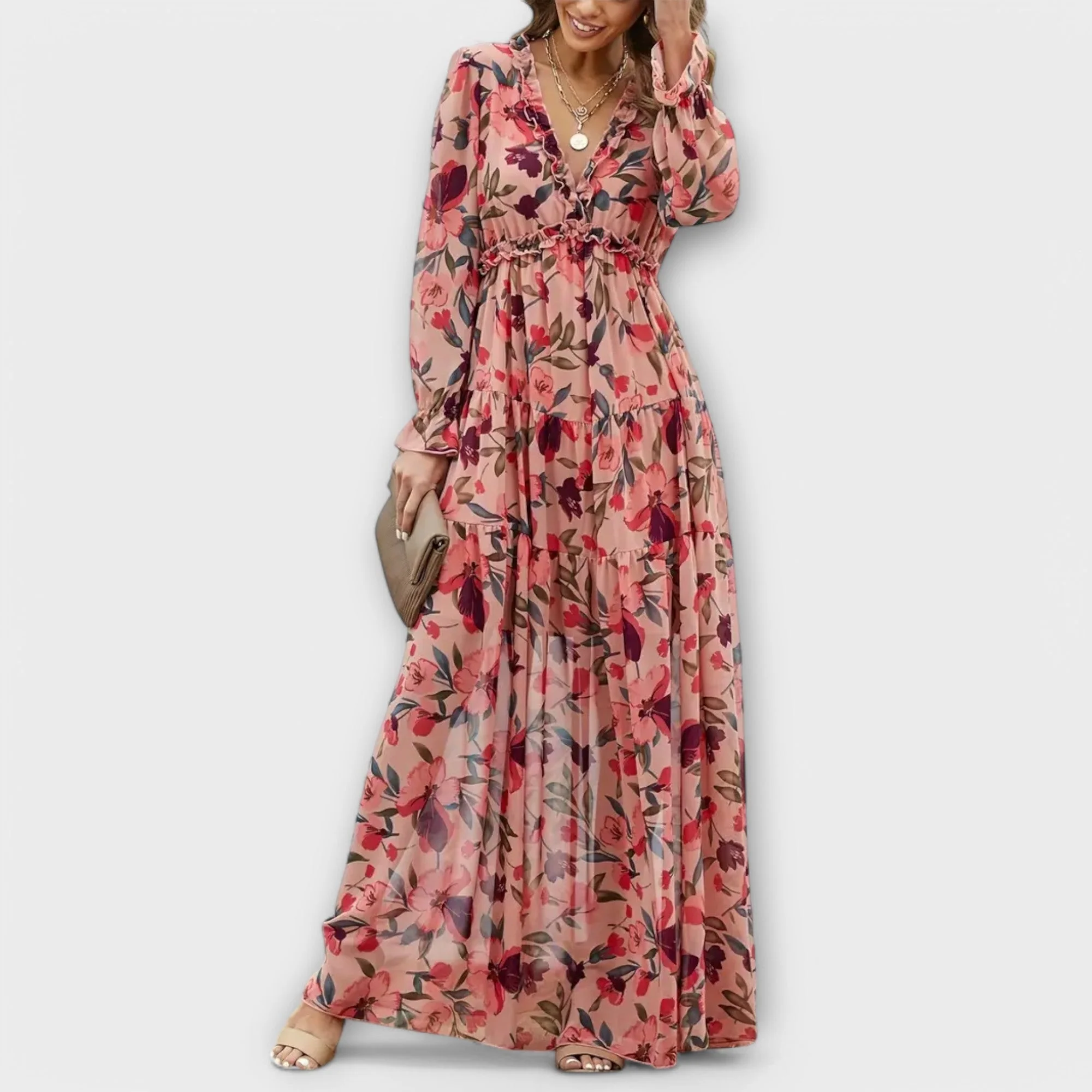 Lillian | Romantisches, transparentes Maxikleid mit floralem Design - Image 9