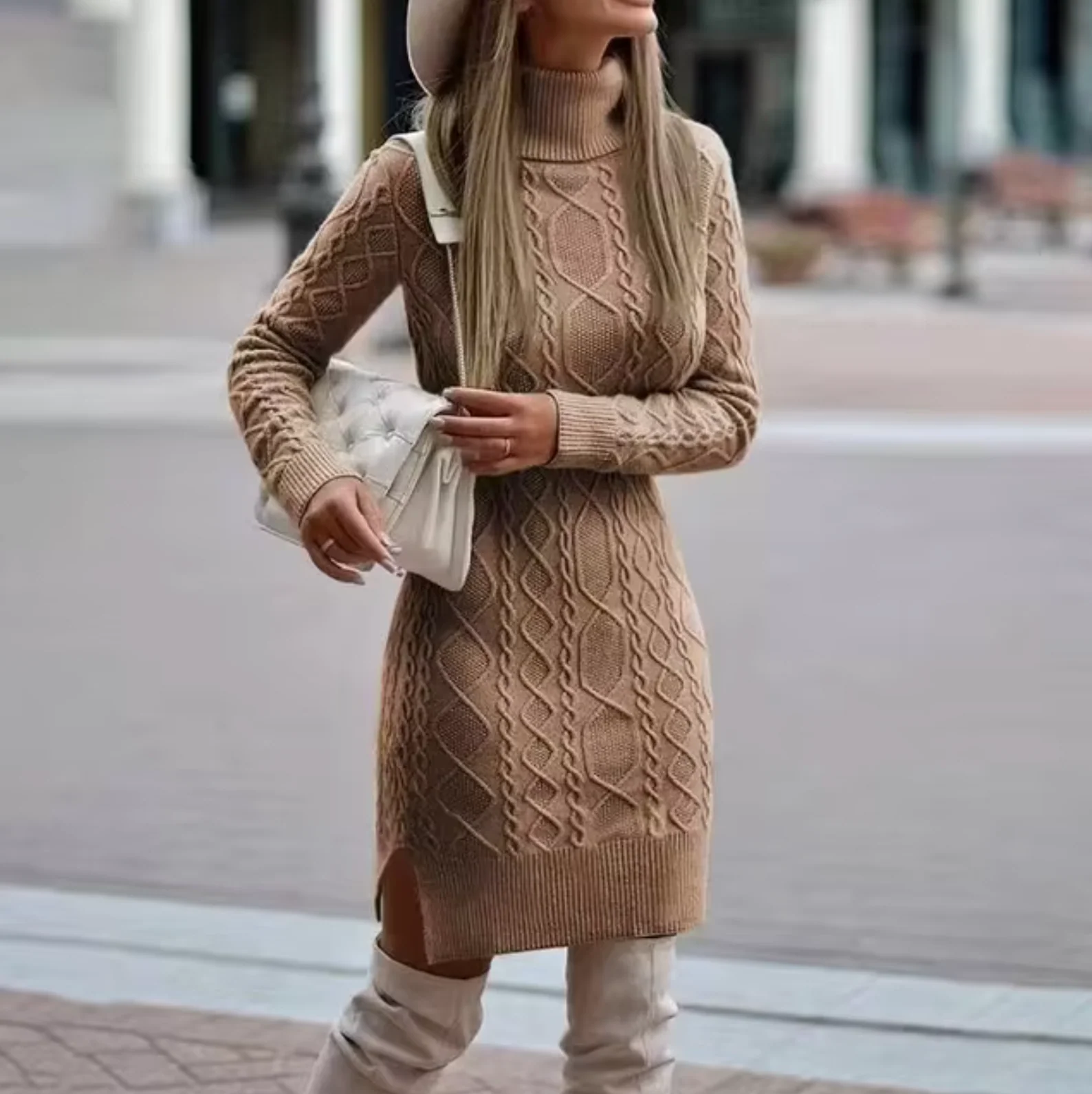 Lisa | Elegantes Langarm Strickkleid Midi - Image 2