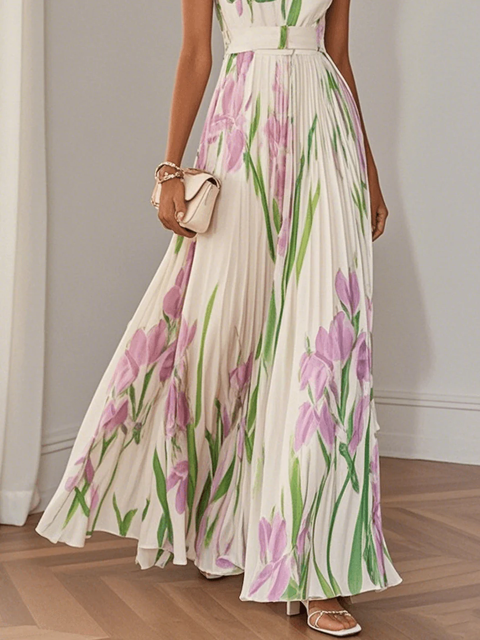 Liviana | Plissiertes Maxi-Kleid
