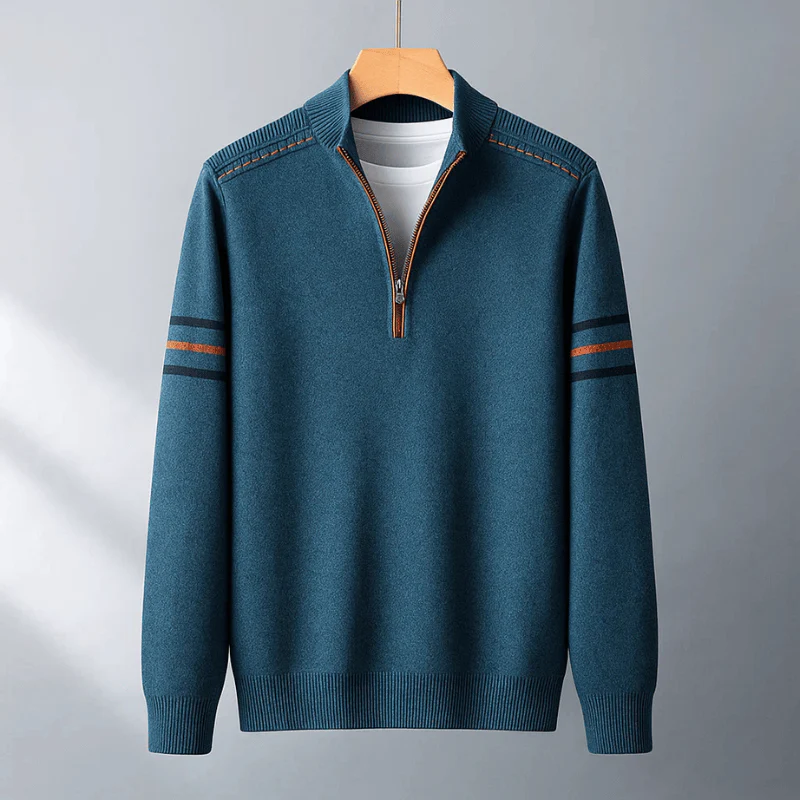 Lukas | Herren Pullover modern mit Halbreißverschluss
