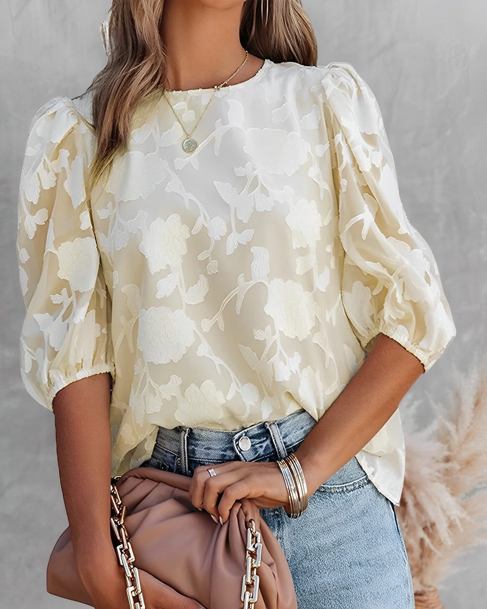 Manuela | Elegante Chiffonbluse mit Puffärmeln - Image 7