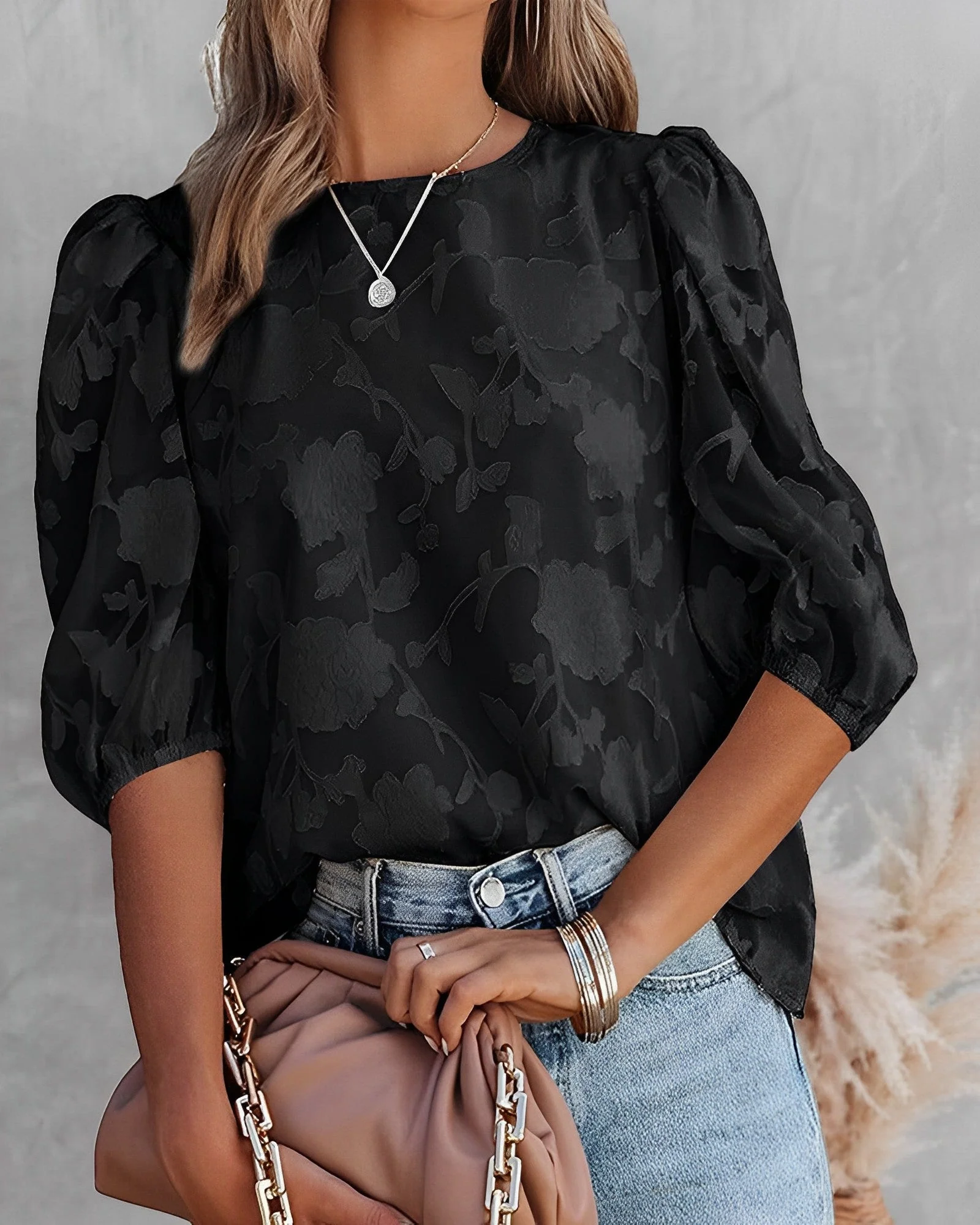 Manuela | Elegante Chiffonbluse mit Puffärmeln - Image 9