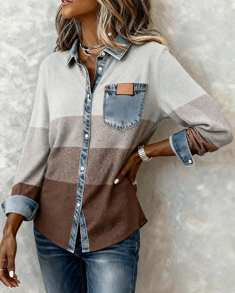Mara | Damen Patchwork Hemd Jeans modern & leger