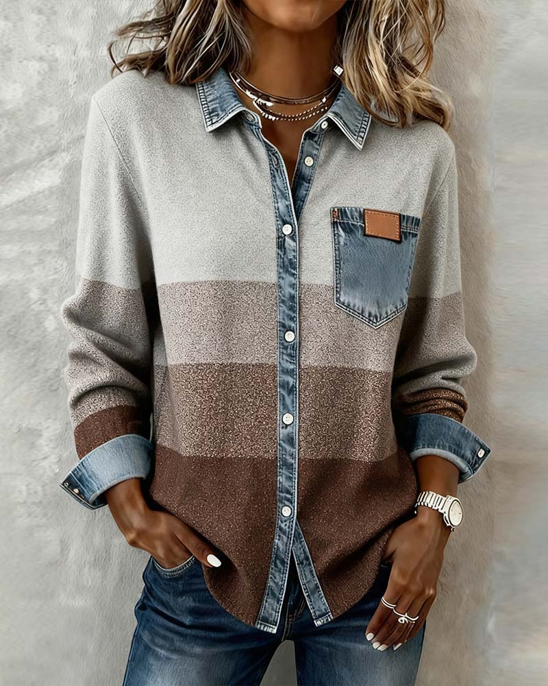 Mara | Damen Patchwork Hemd Jeans modern & leger - Image 3