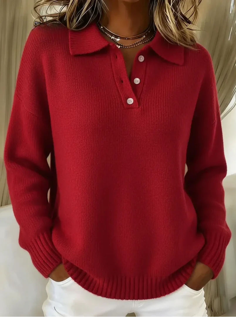 Mara | Eleganter Strickpullover Damen mit Polokragen - Image 3