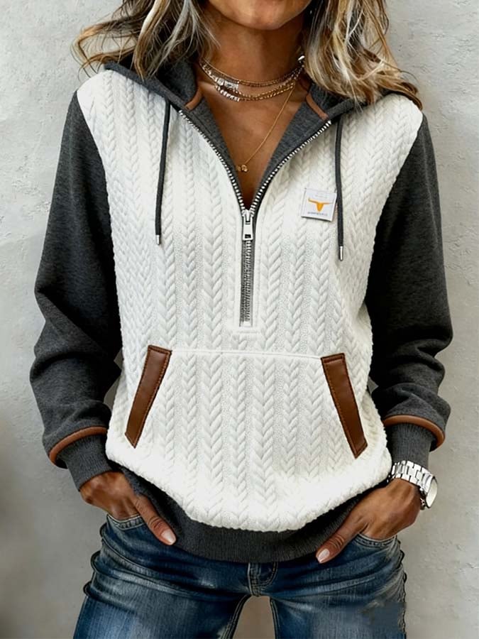 Mara | Lässiger Damen-Hoodie mit auffälligem Farbblock - Image 3