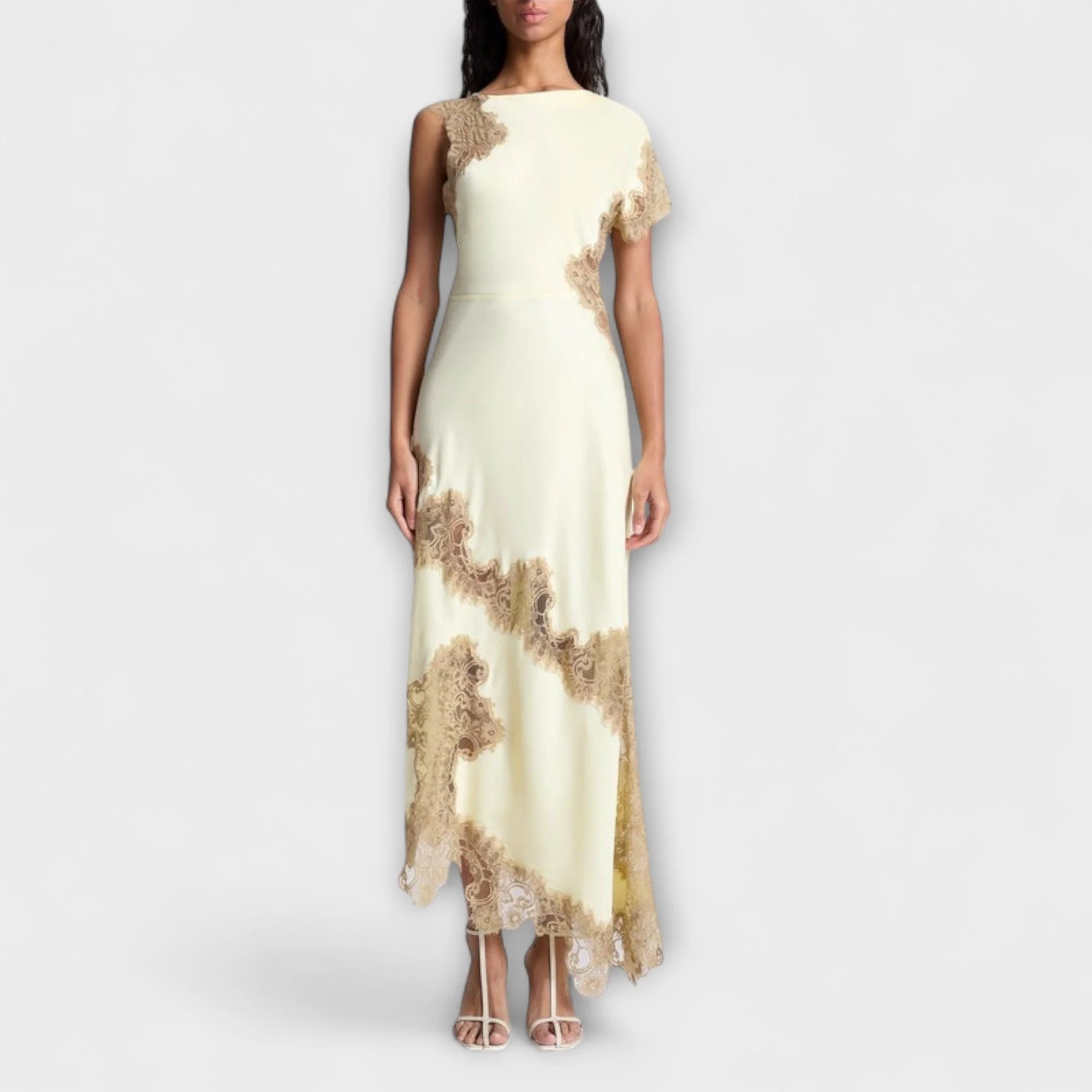 Margaret - Maxikleid mit Satin- und Spitzenakzenten