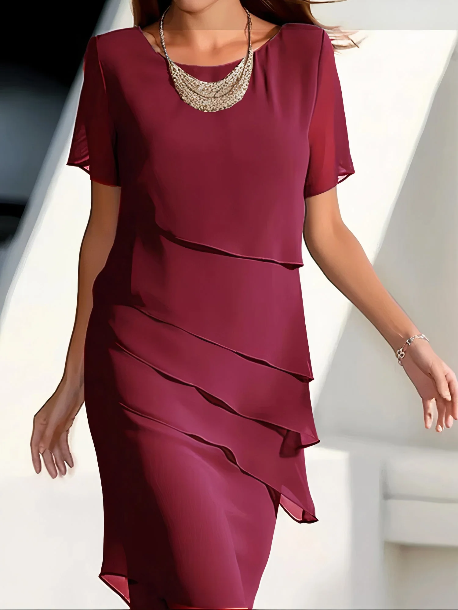 María – Elegantes fließendes Damen Midikleid