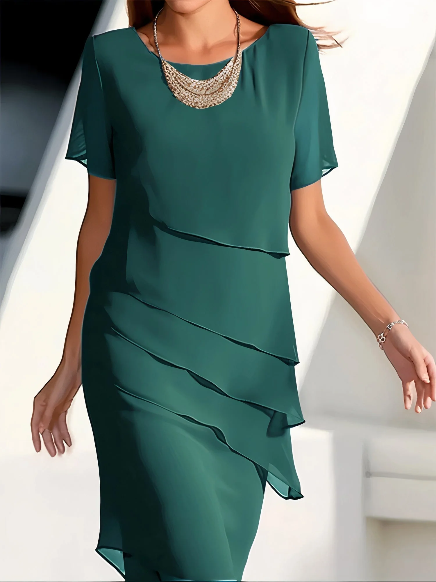 María – Elegantes fließendes Damen Midikleid - Image 3