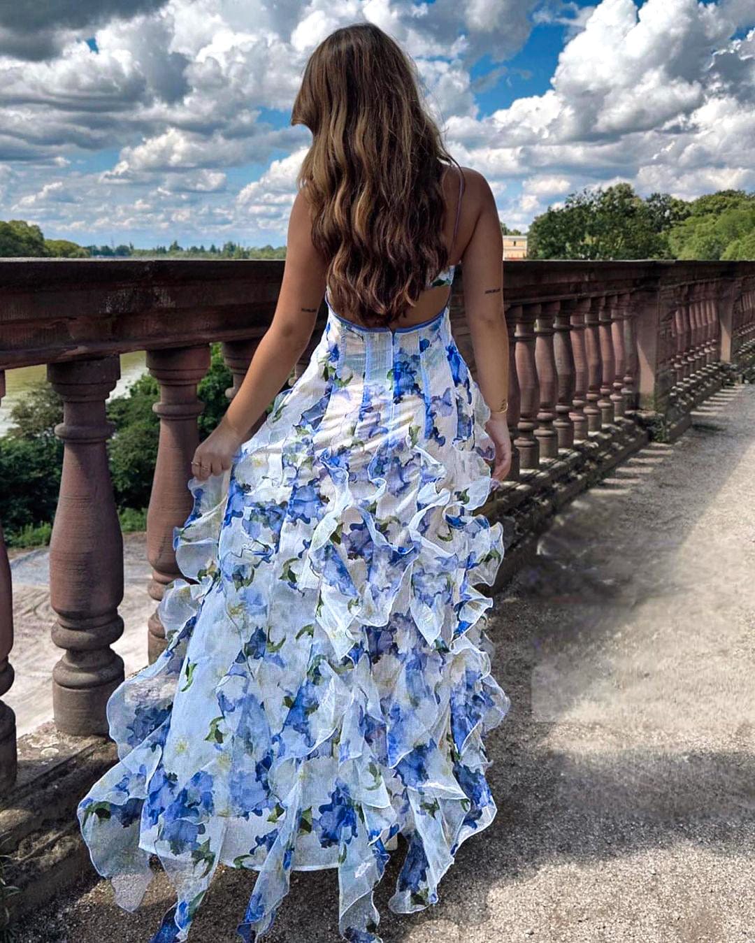 Marlene | Romantisches Blumen Rüschen-Maxikleid - Image 3
