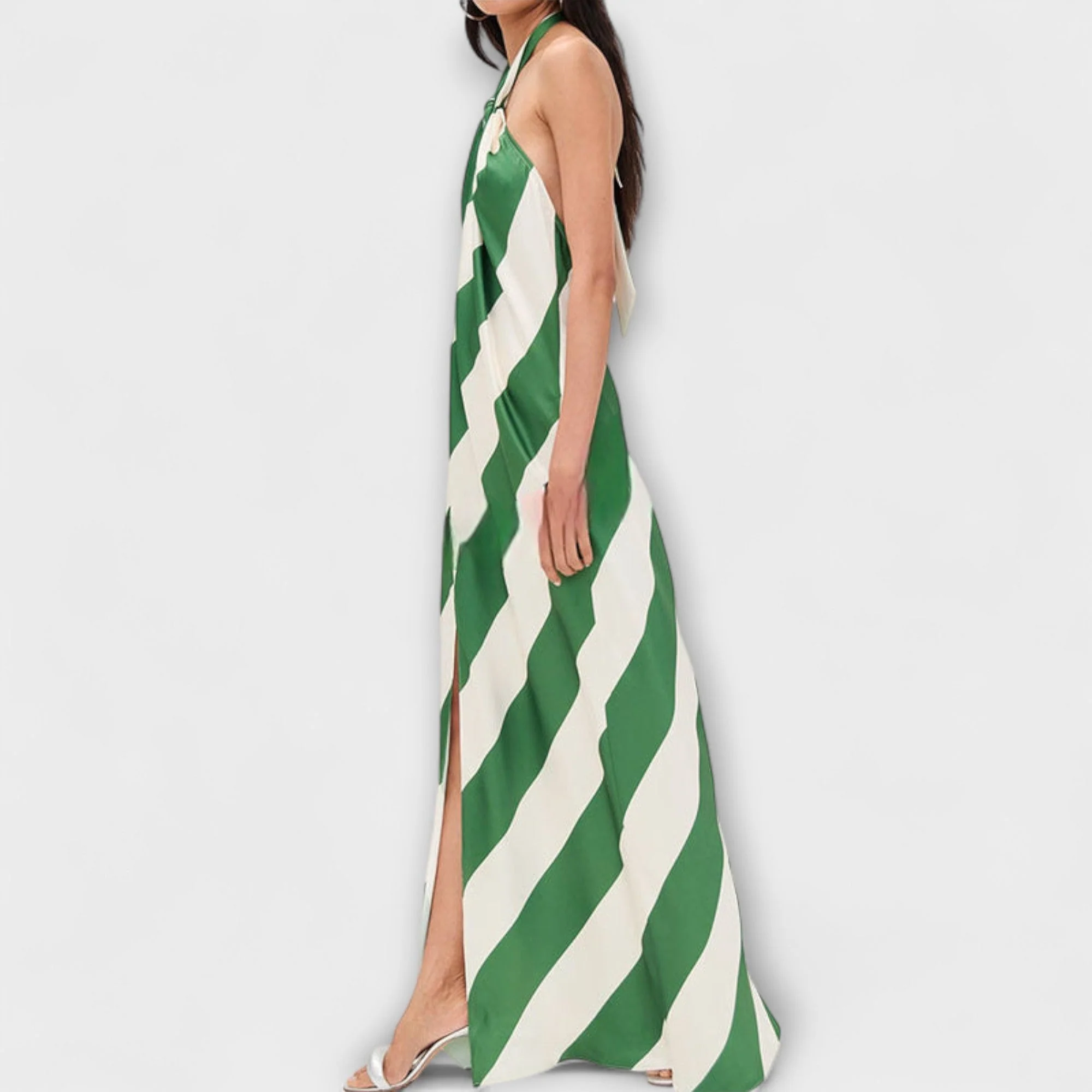 Marlowe - Streifenmuster Halter Rückenfreies Maxikleid - Image 3