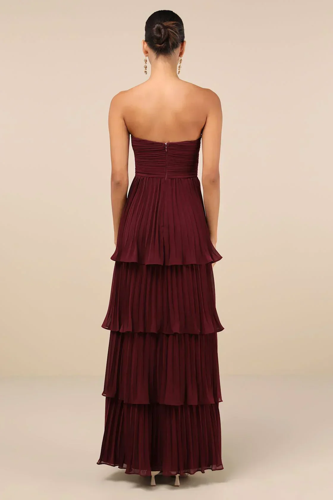 Melia | Trägerloses langes Kleid mit Rüschen