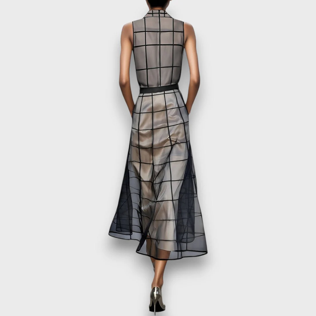Meriane – Midi-Kleid aus karierter Tüll-Optik