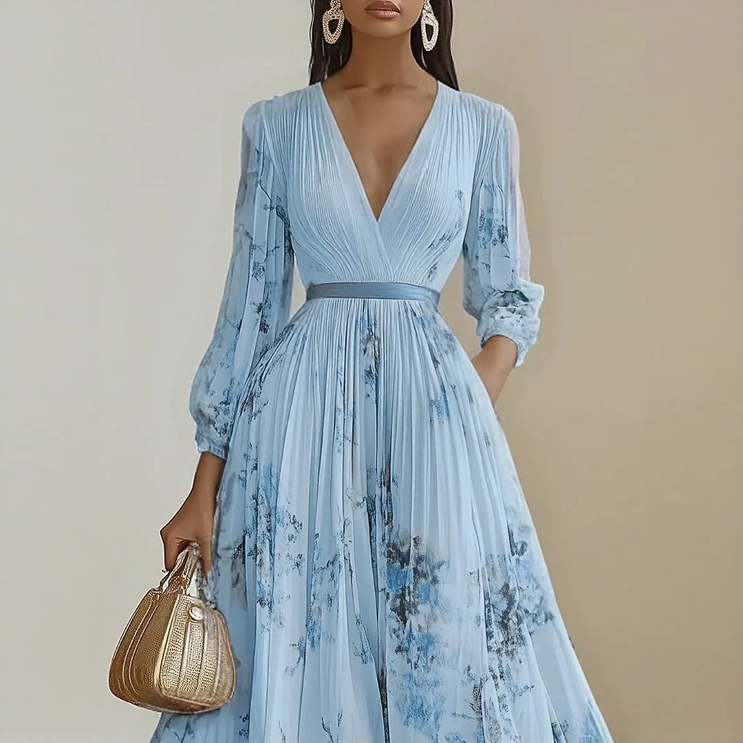 Mia | Damen Maxikleid elegant plissiert und chic - Image 4