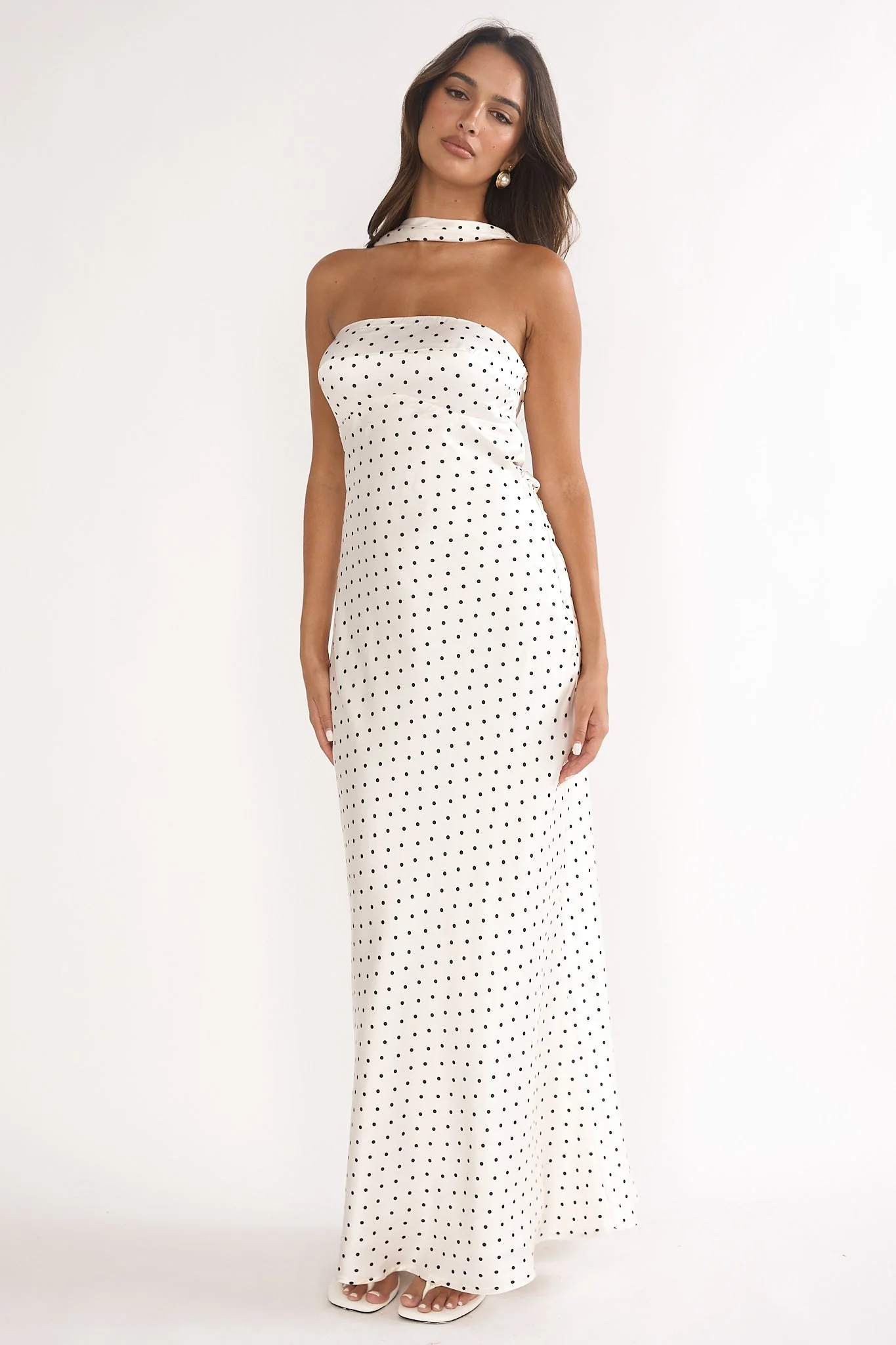 Mia | Damen Maxikleid lang elegant & gepunktet - Image 3