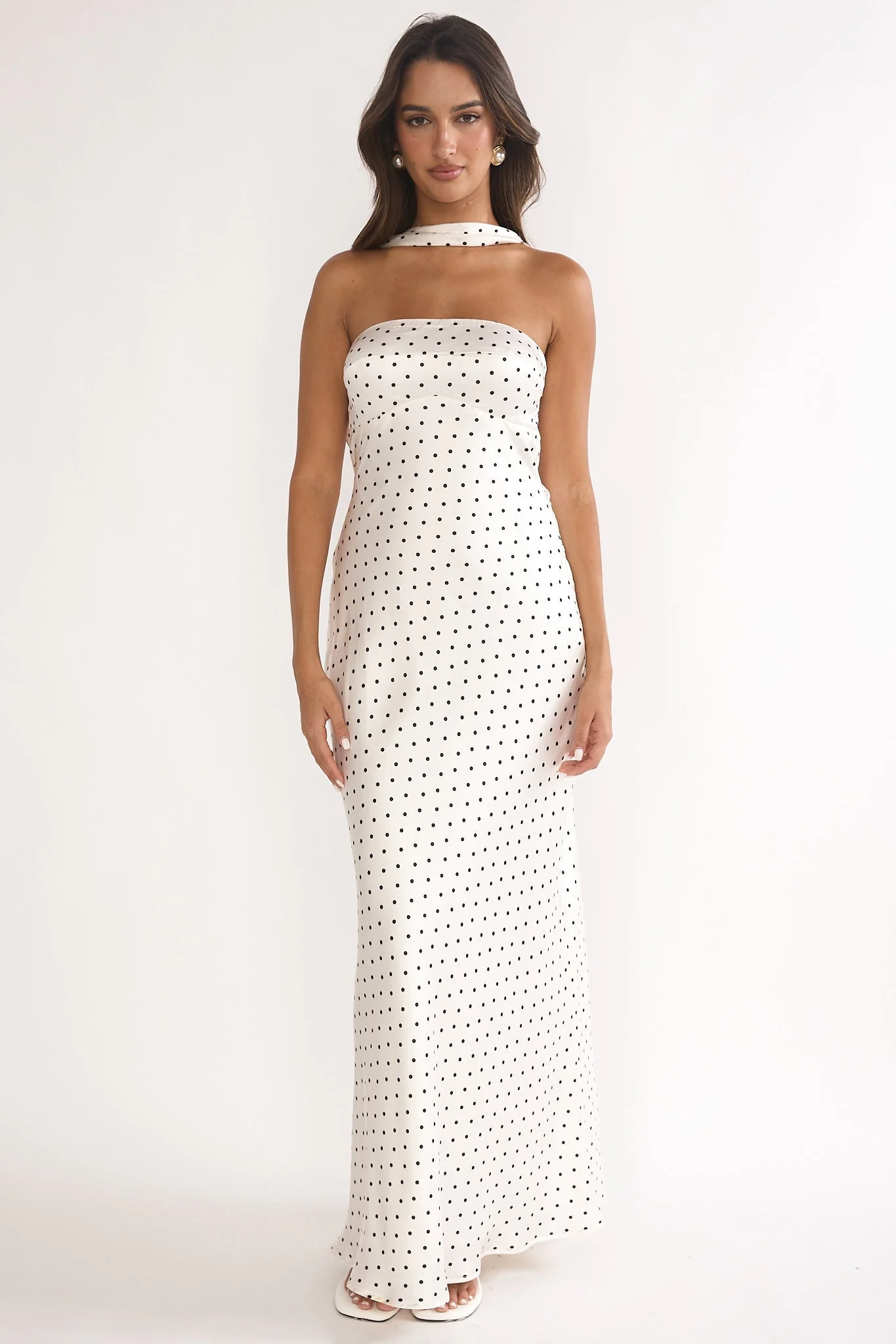 Mia | Damen Maxikleid lang elegant & gepunktet - Image 4