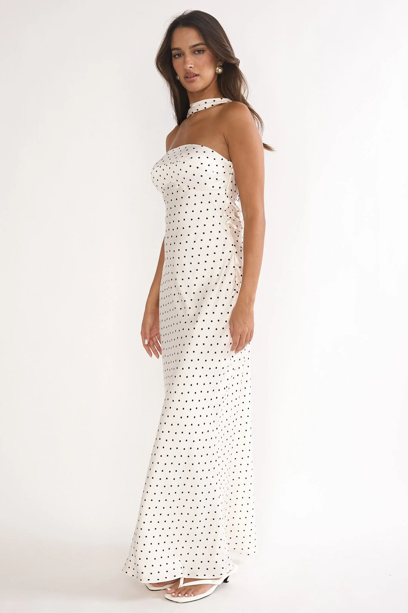 Mia | Damen Maxikleid lang elegant & gepunktet - Image 5