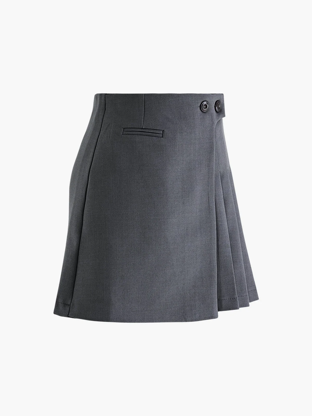 Mila | Faltenrock in Wolloptik mit High Waist & Knopfdetails