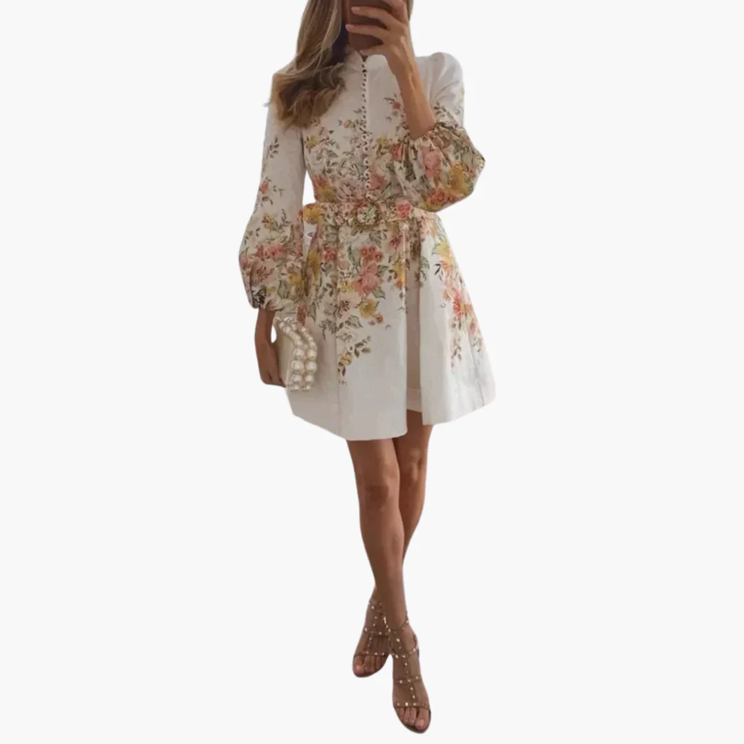 Mini Kleid mit Knopfleiste - Damen Sommerkleid mit Print
