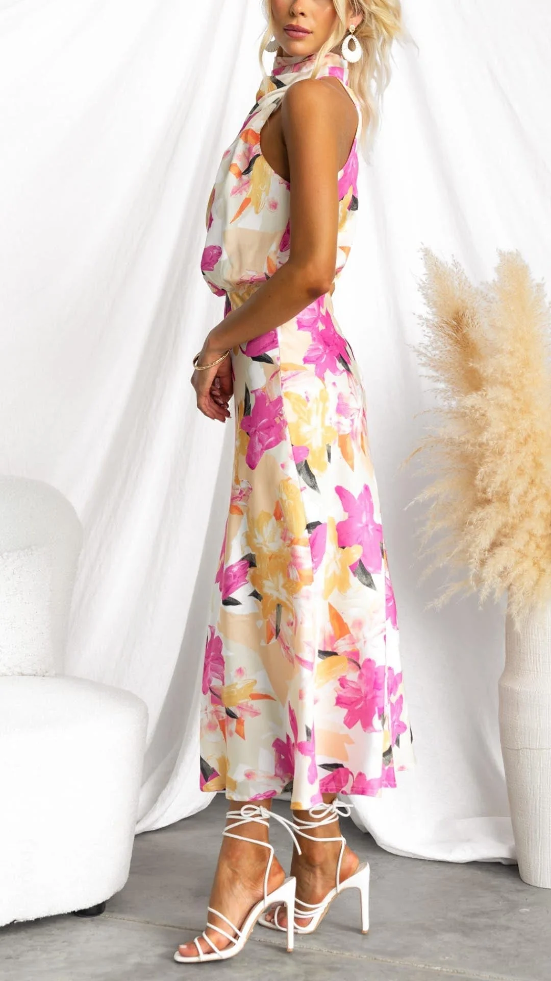 Minirva - Floraler Charme Hochkragen Midi Kleid - Image 2