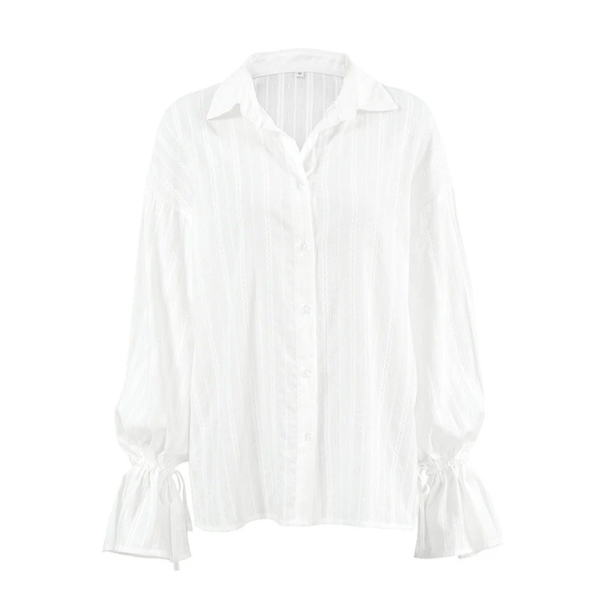 Mirela | Gestreifte Bluse mit Bindemanschetten