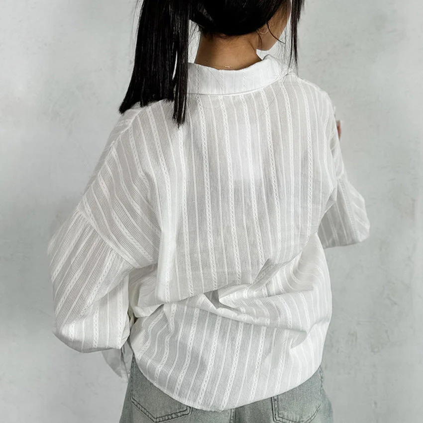 Mirela | Gestreifte Bluse mit Bindemanschetten - Image 9