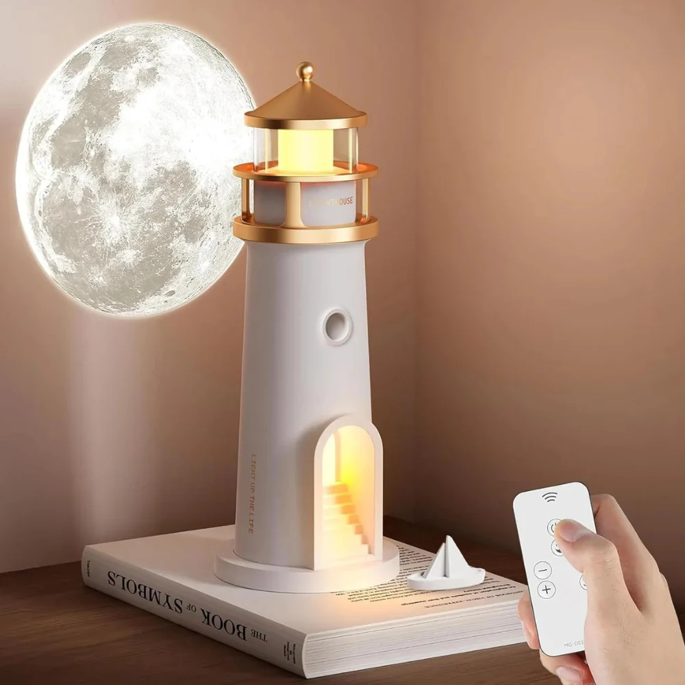 Mondprojektor Lampe Leuchtturm LED Nachtlicht Fernbedienung