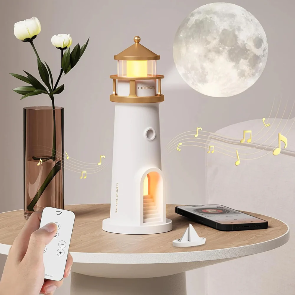 Mondprojektor Lampe Leuchtturm LED Nachtlicht Fernbedienung - Image 6
