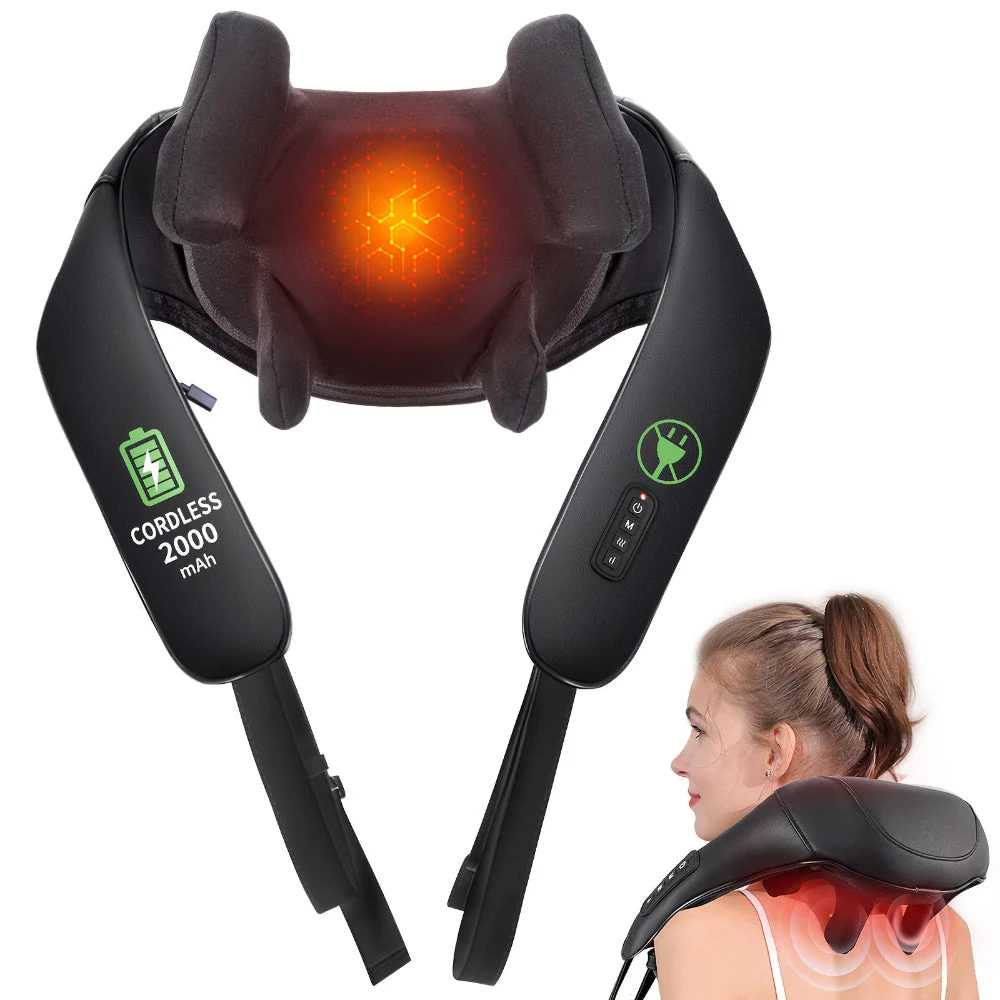 Nackenmassagegerät Shiatsu Wärme Leder Massagehilfe - Image 4