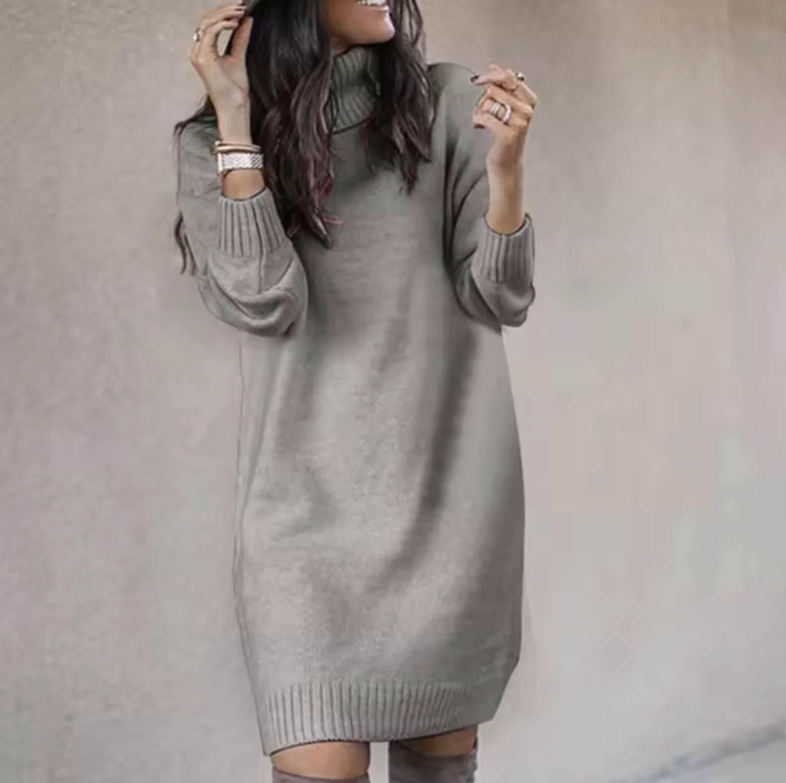 Nadine | Stilvolles Rollkragen Pulloverkleid - Image 5