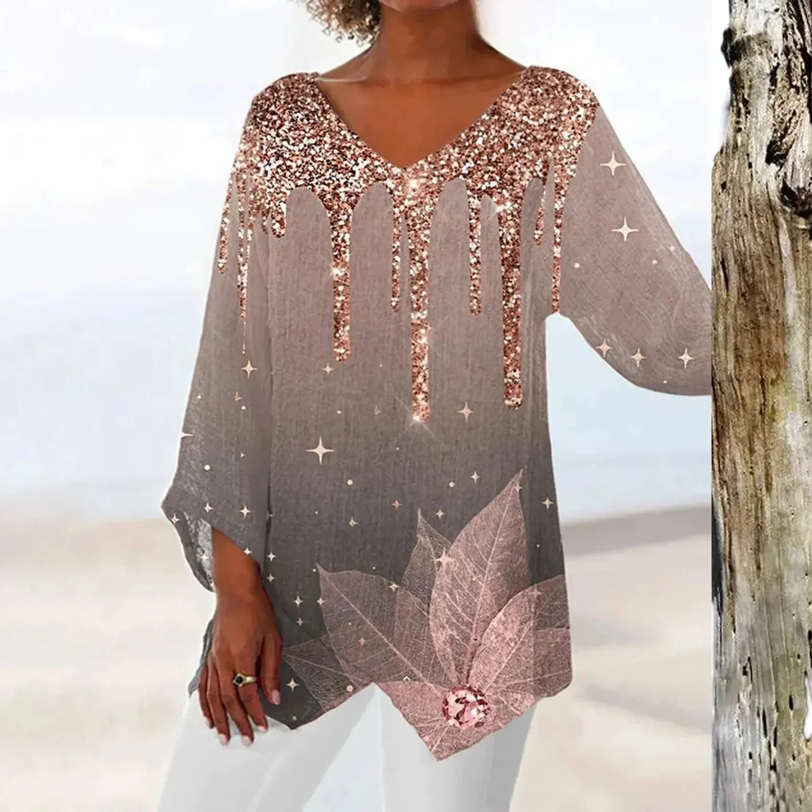 Nadine | Trendiges Langarm Top mit V Ausschnitt - Image 5
