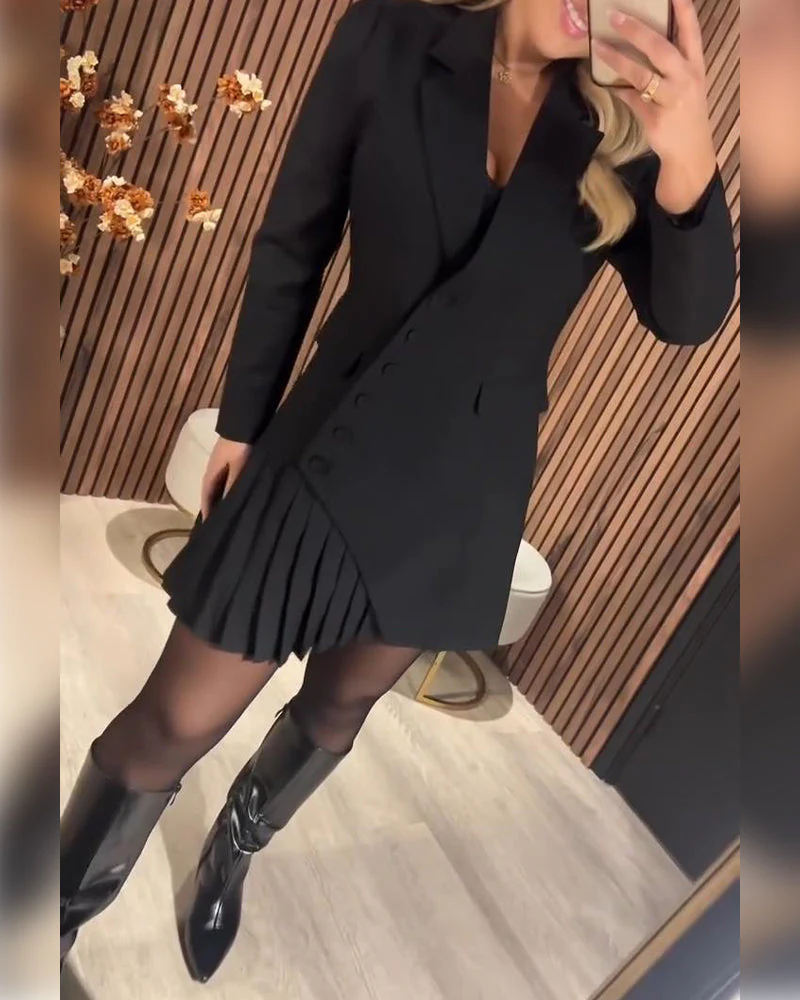 Nina | Modernes Damen Kleid mit Revers & Blazeroptik - Image 2