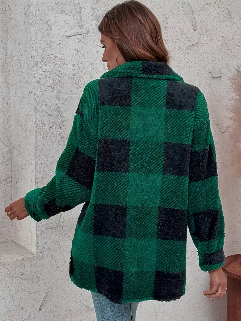 Nora | Kuschelige Karo Fleecejacke für Damen - Image 3