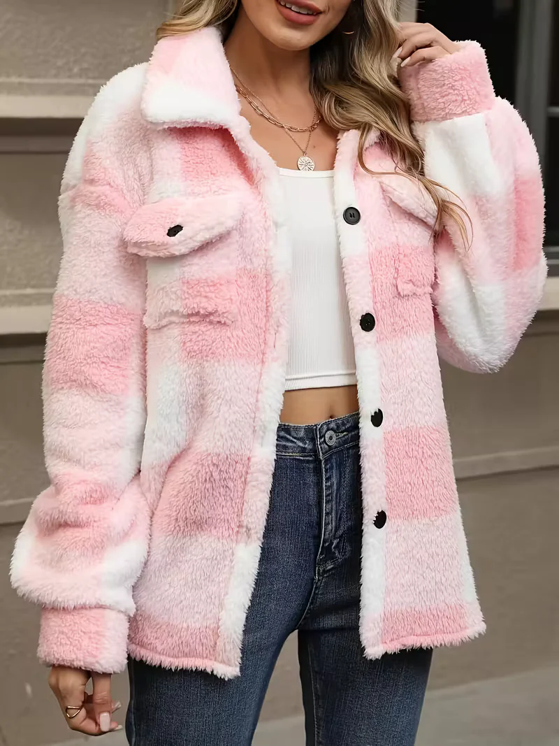 Nora | Kuschelige Karo Fleecejacke für Damen - Image 5
