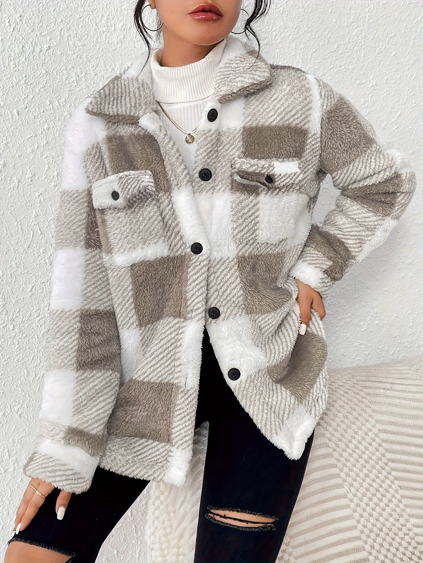 Nora | Kuschelige Karo Fleecejacke für Damen - Image 7