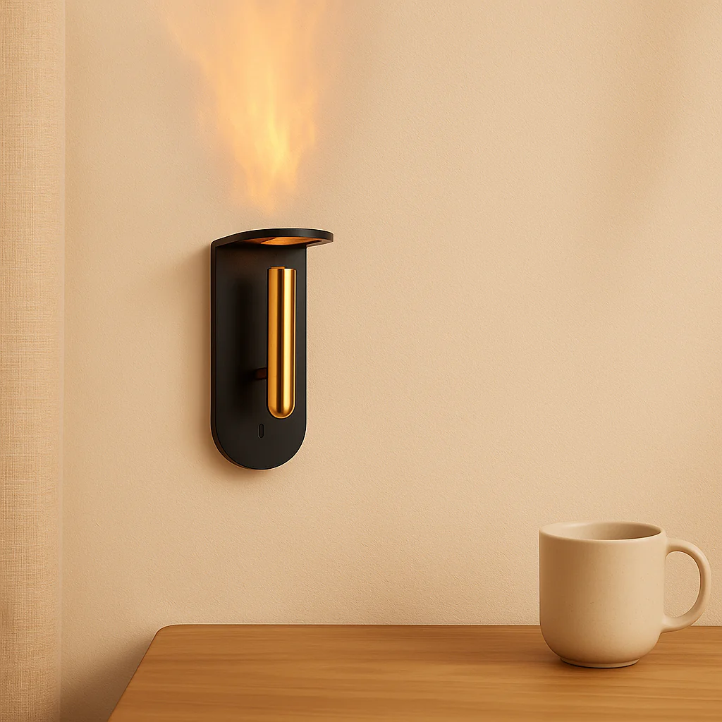 NordiFlame – Einstellbare nordische LED-Wandleuchte mit Flammeneffekt