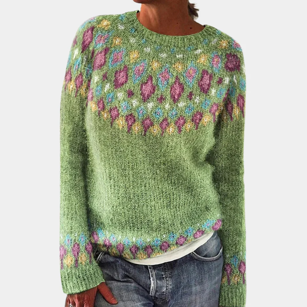 Norweger Grobstrickpullover Damen | Rollkragen Mit Muster