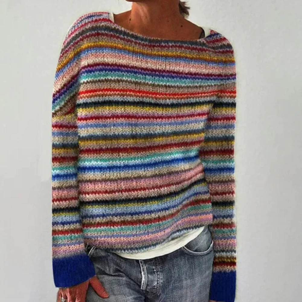 Norweger Grobstrickpullover Damen | Rundhals Langarm Strick - Image 2